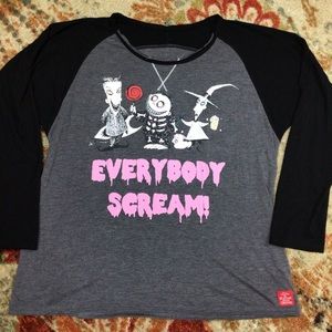 Nightmare Before Christmas Long Sleeve Raglan Shirt “Everybody Scream” XL.